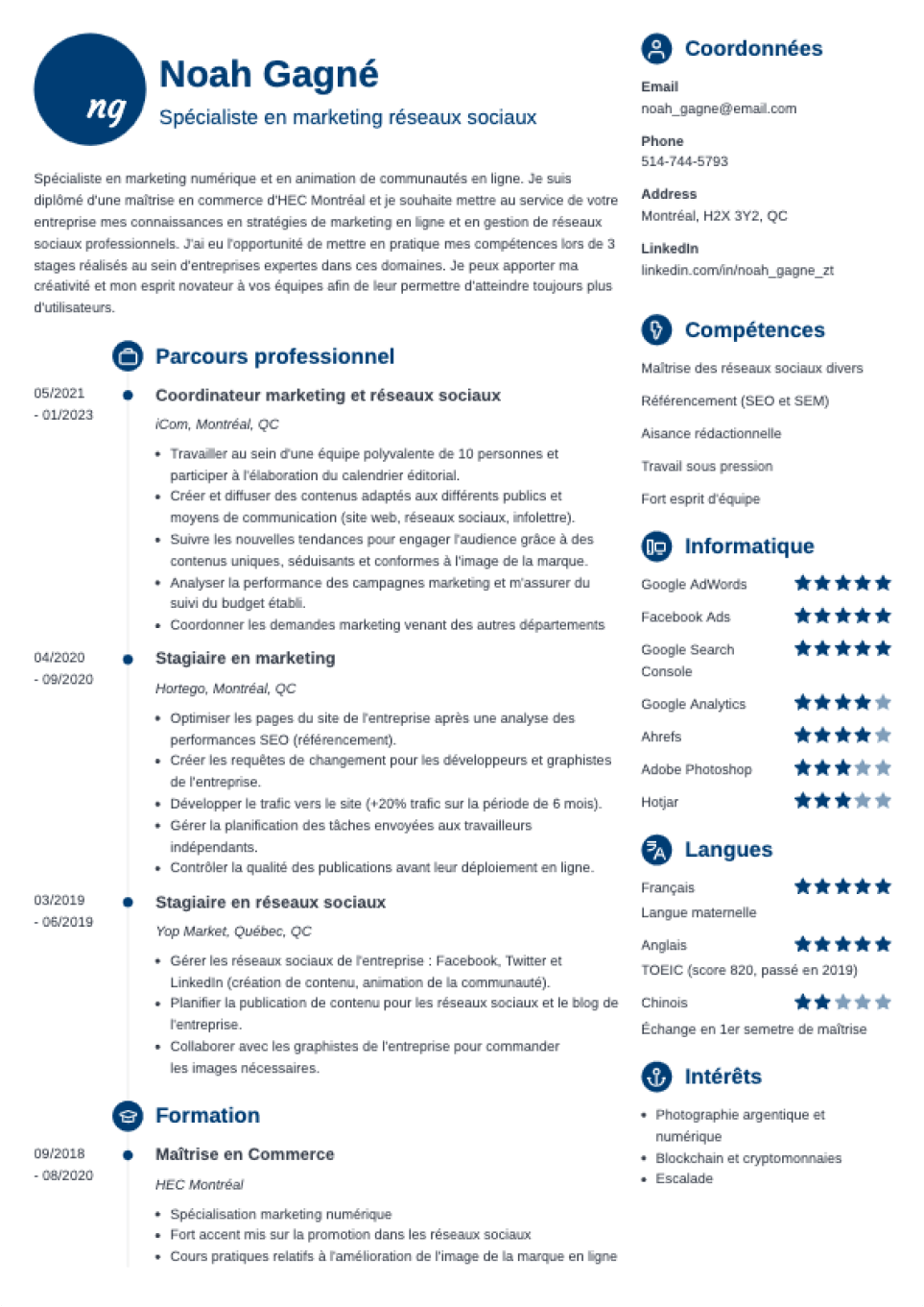 CV en ligne primo