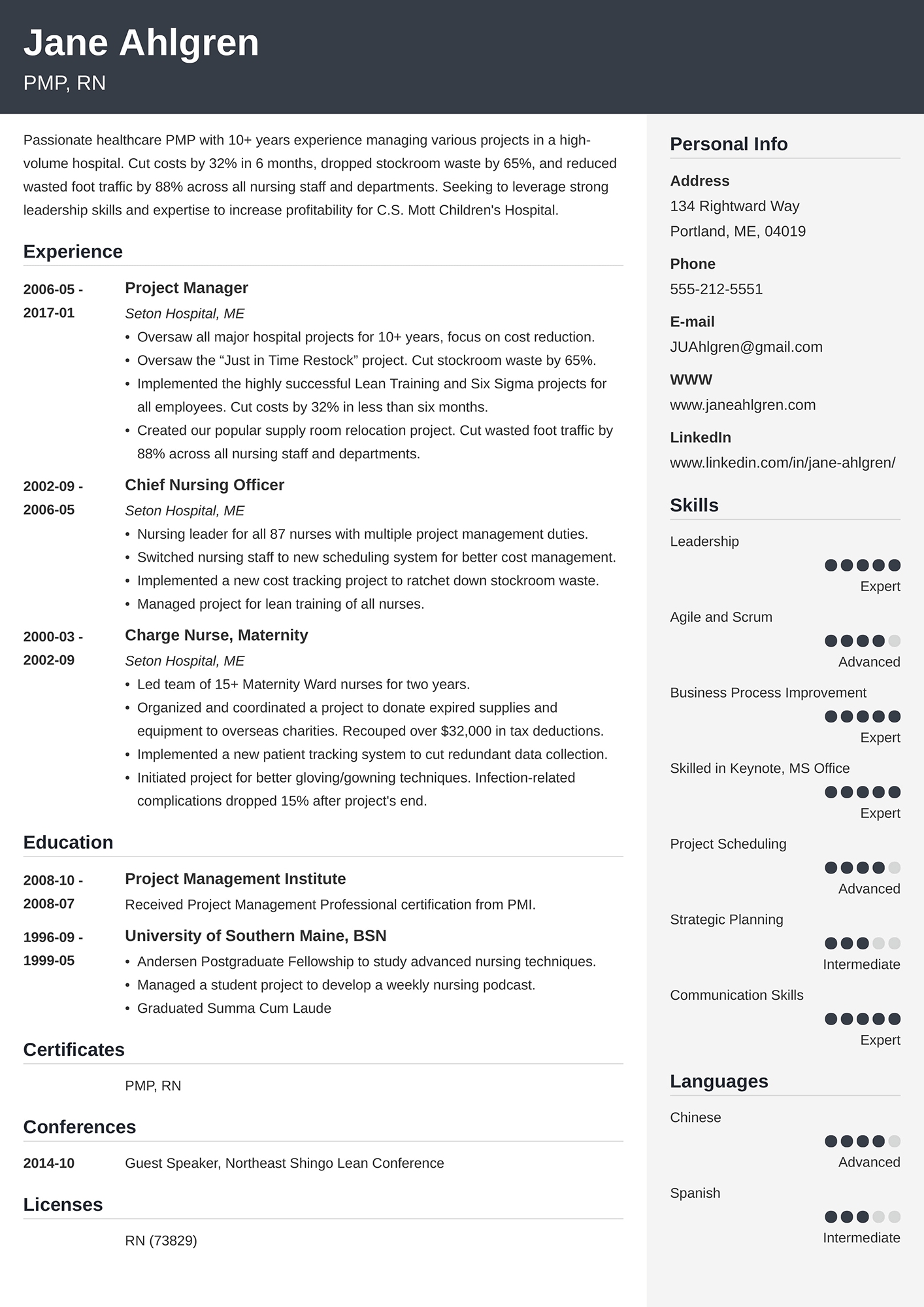 Example of a general resume