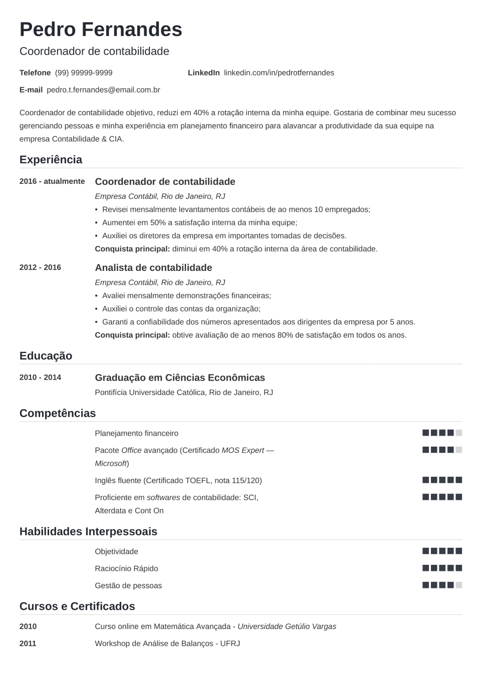 Modelo de currículo profissional Nanica