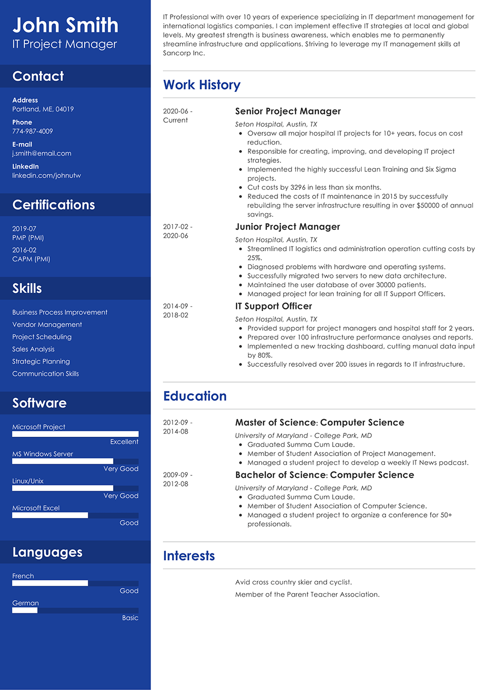 Cascade resume template