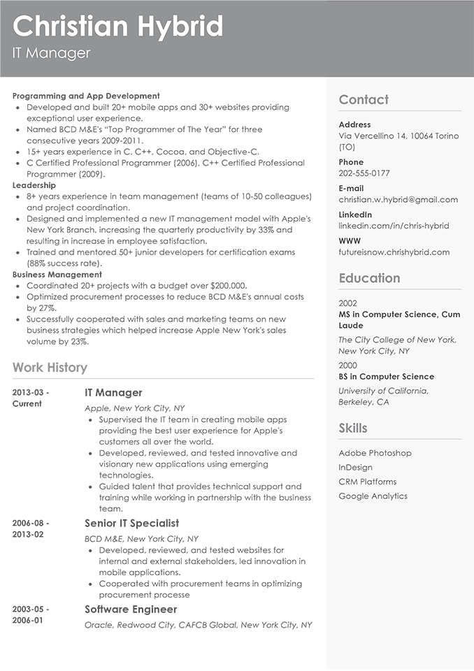 Combination Resume Templates