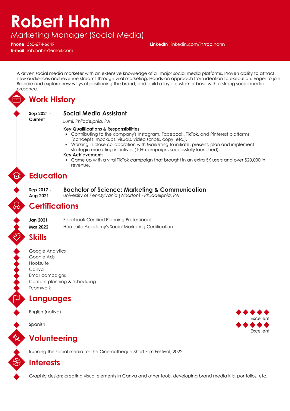 Diamond resume template