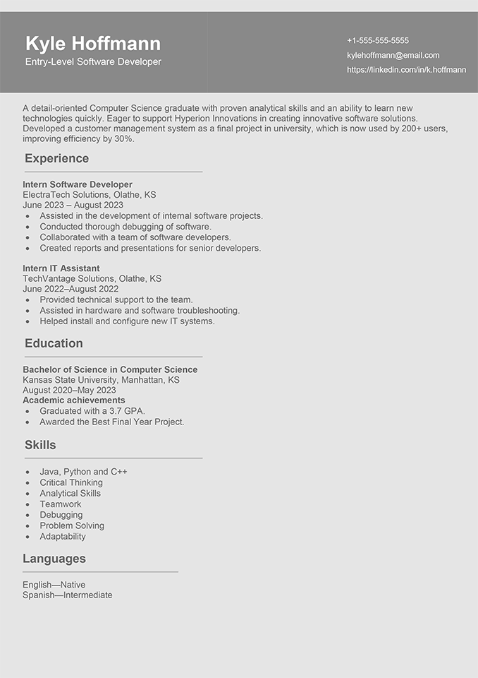 Resume Templates for Entry-Level Candidates