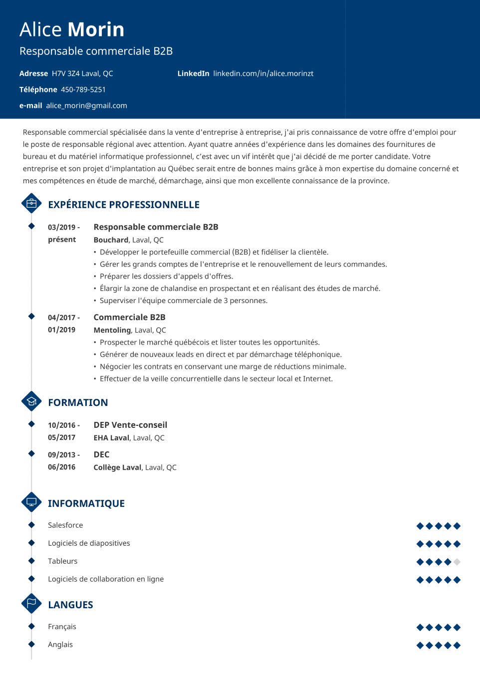  CV Template Diamond