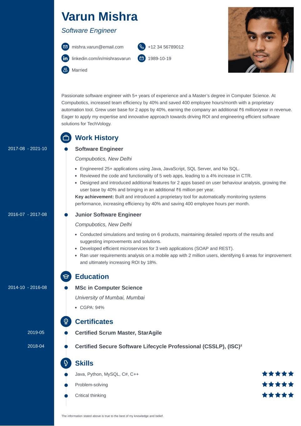 Professional Resume Template Concept