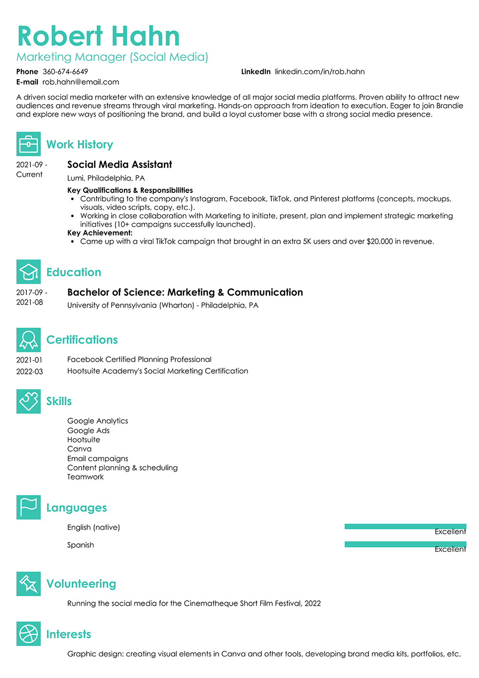 Newcast resume template