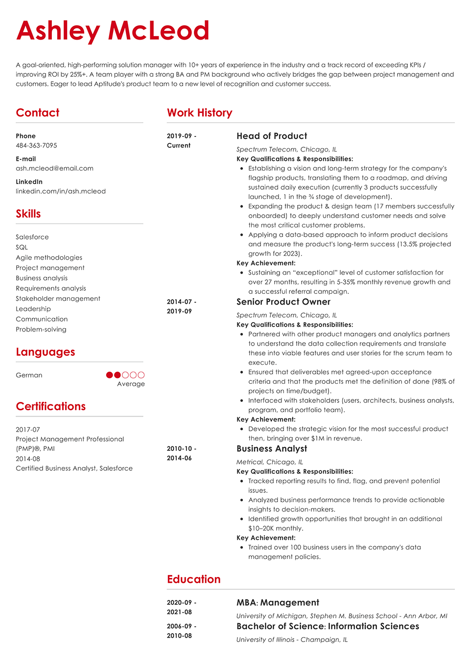 Minimalist resume template