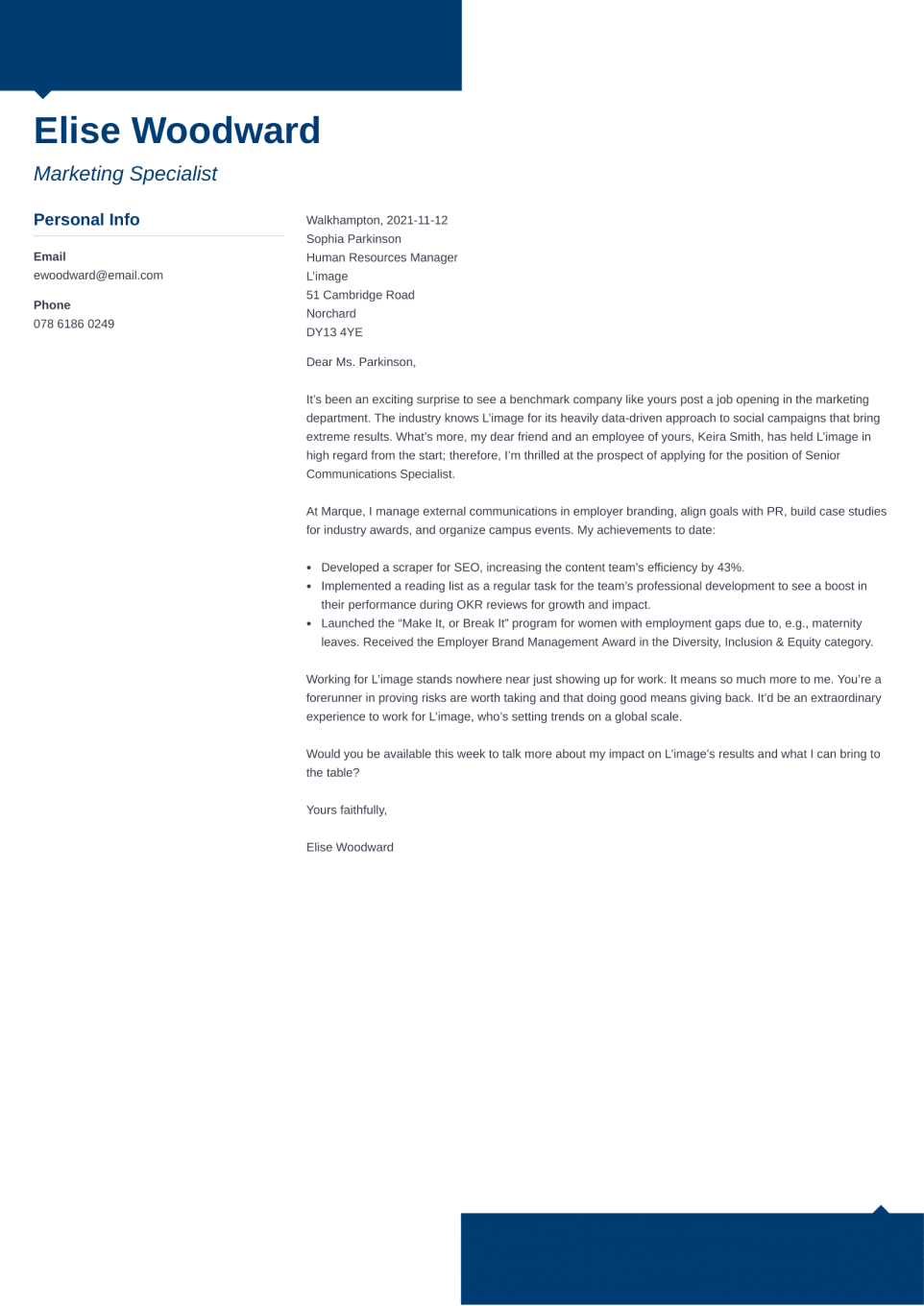 Cover Letter Template Modern