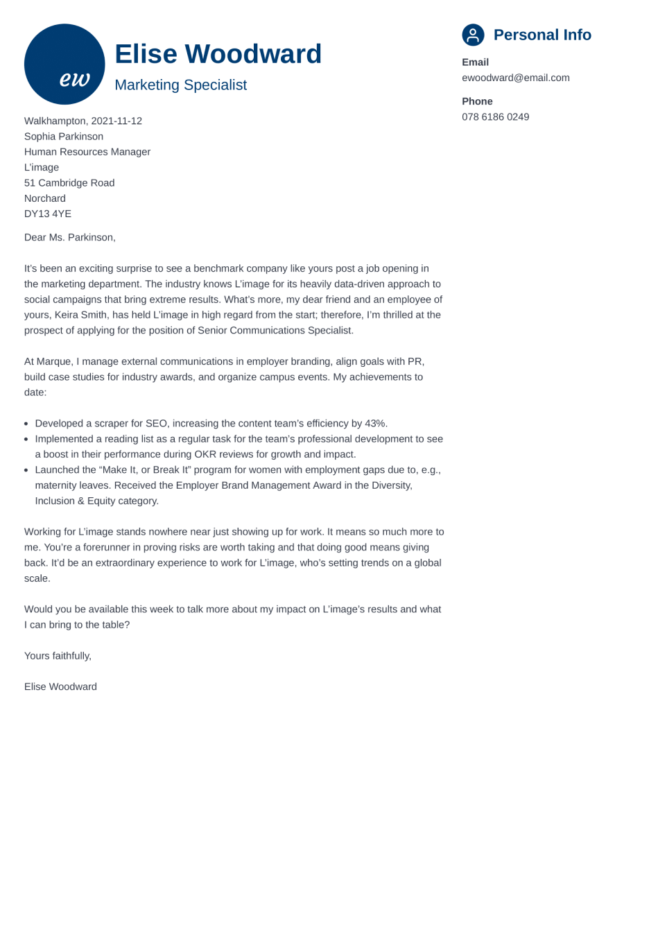 Cover Letter Template Primo