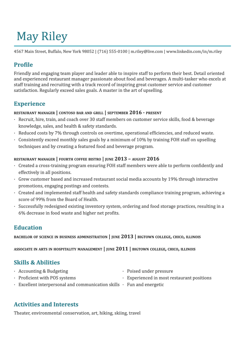 Word resume template