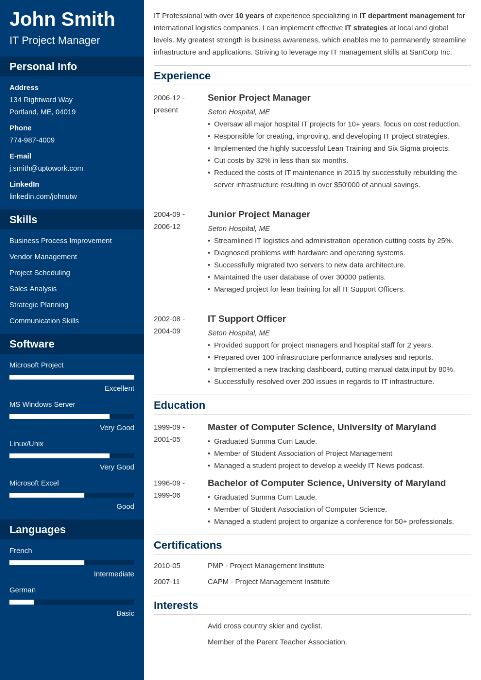 Professional Resume Template Cascade