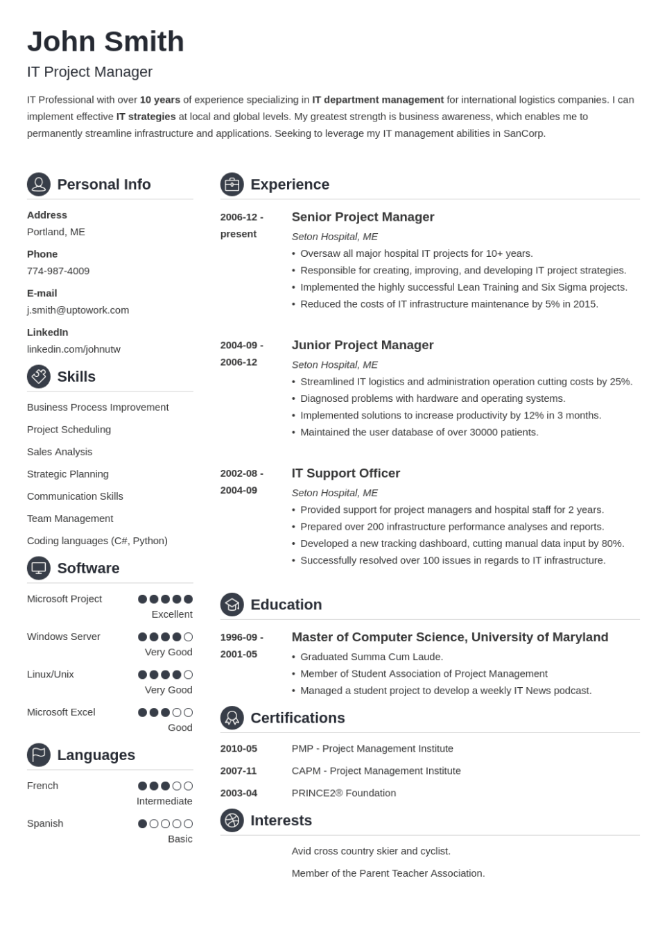 Professional Resume Template Crisp