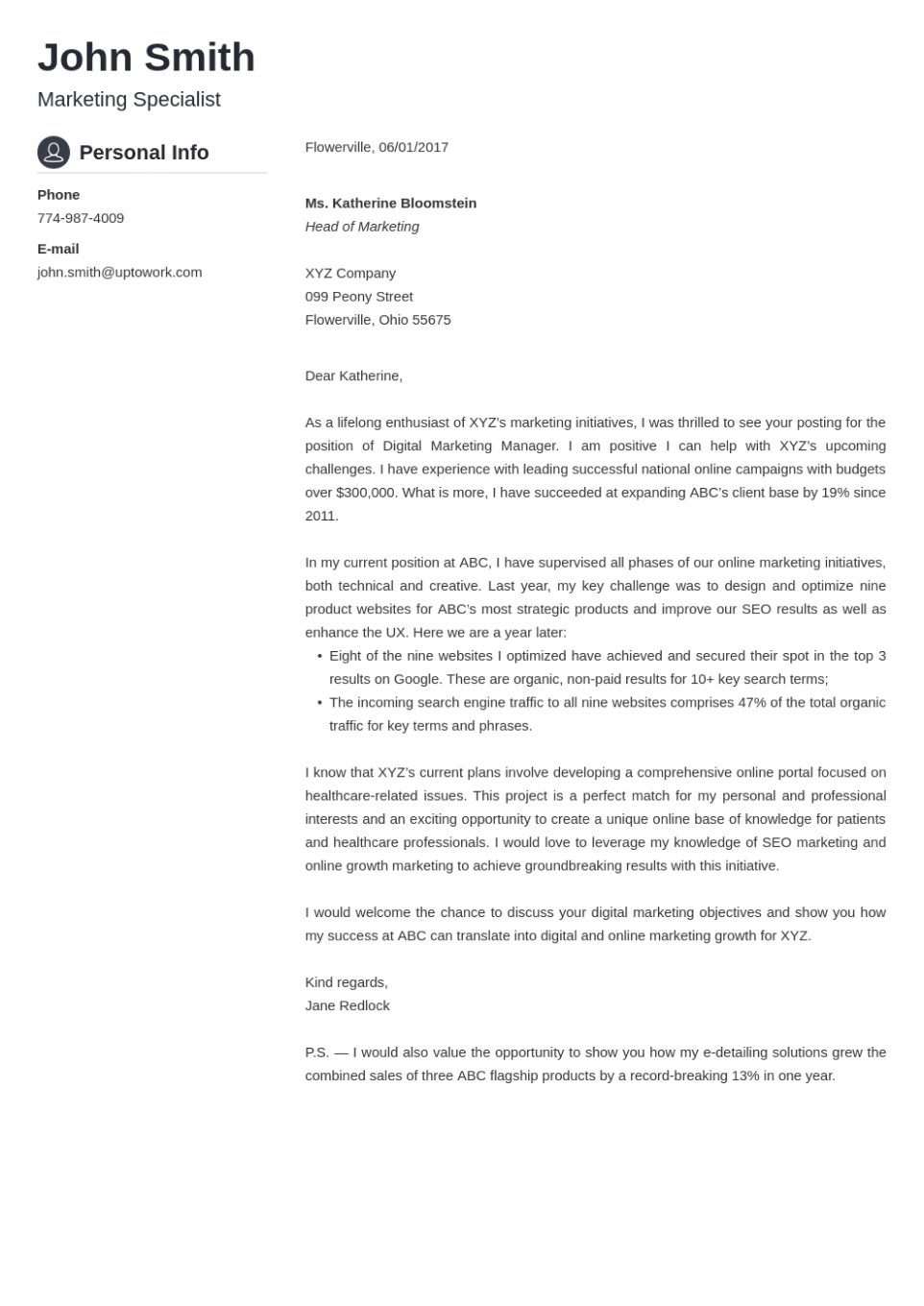 Professional cover letter Template Crisp