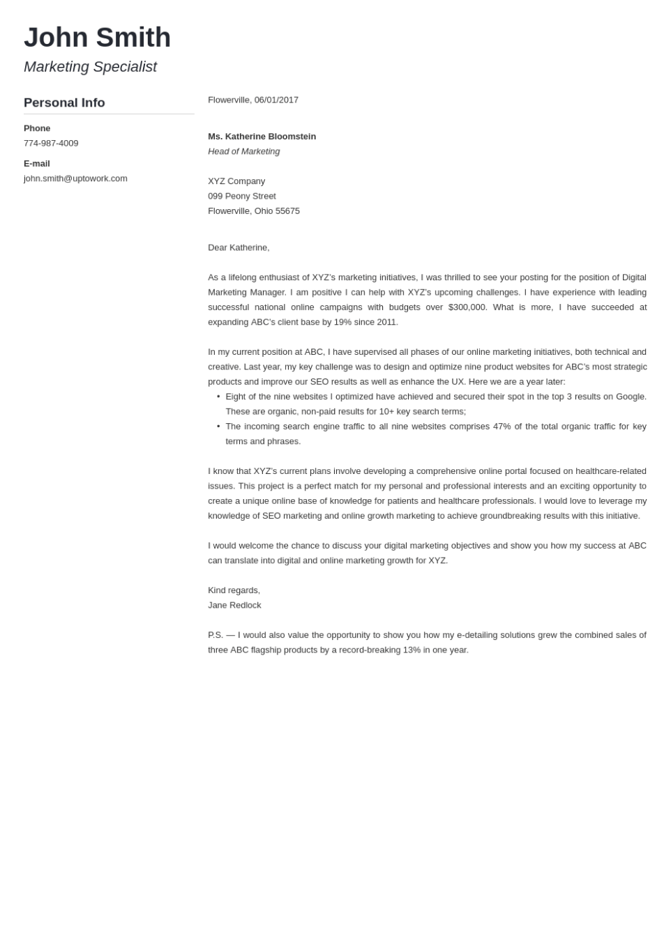 Professional cover letter Template Modern