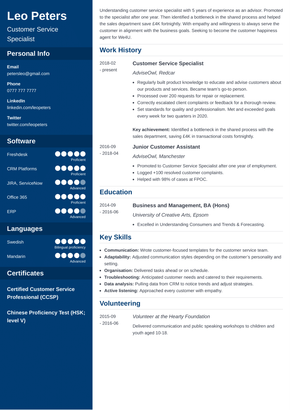 CV Template Cascade