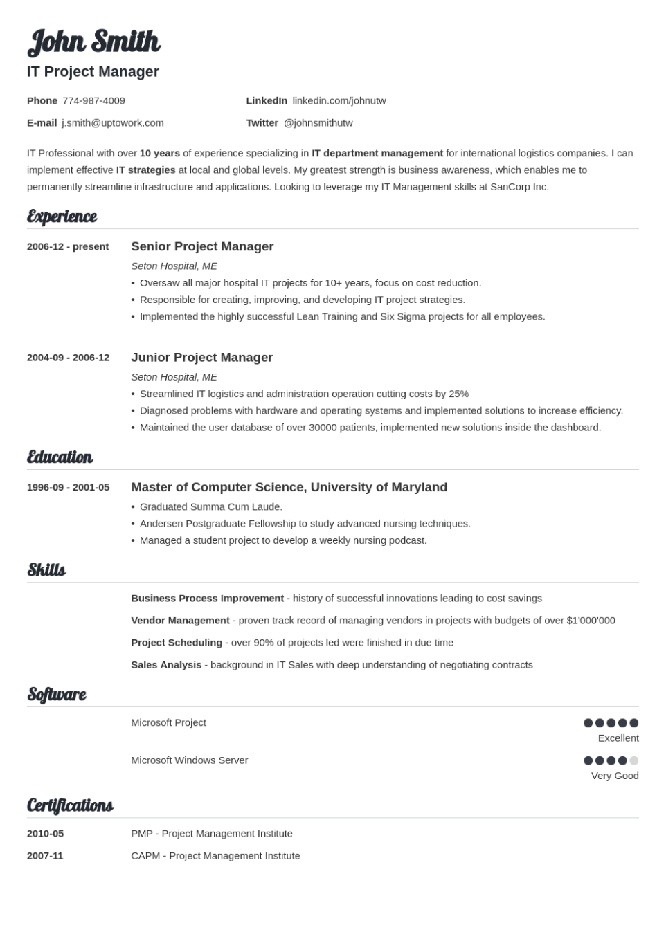 Professional Resume Template Valera